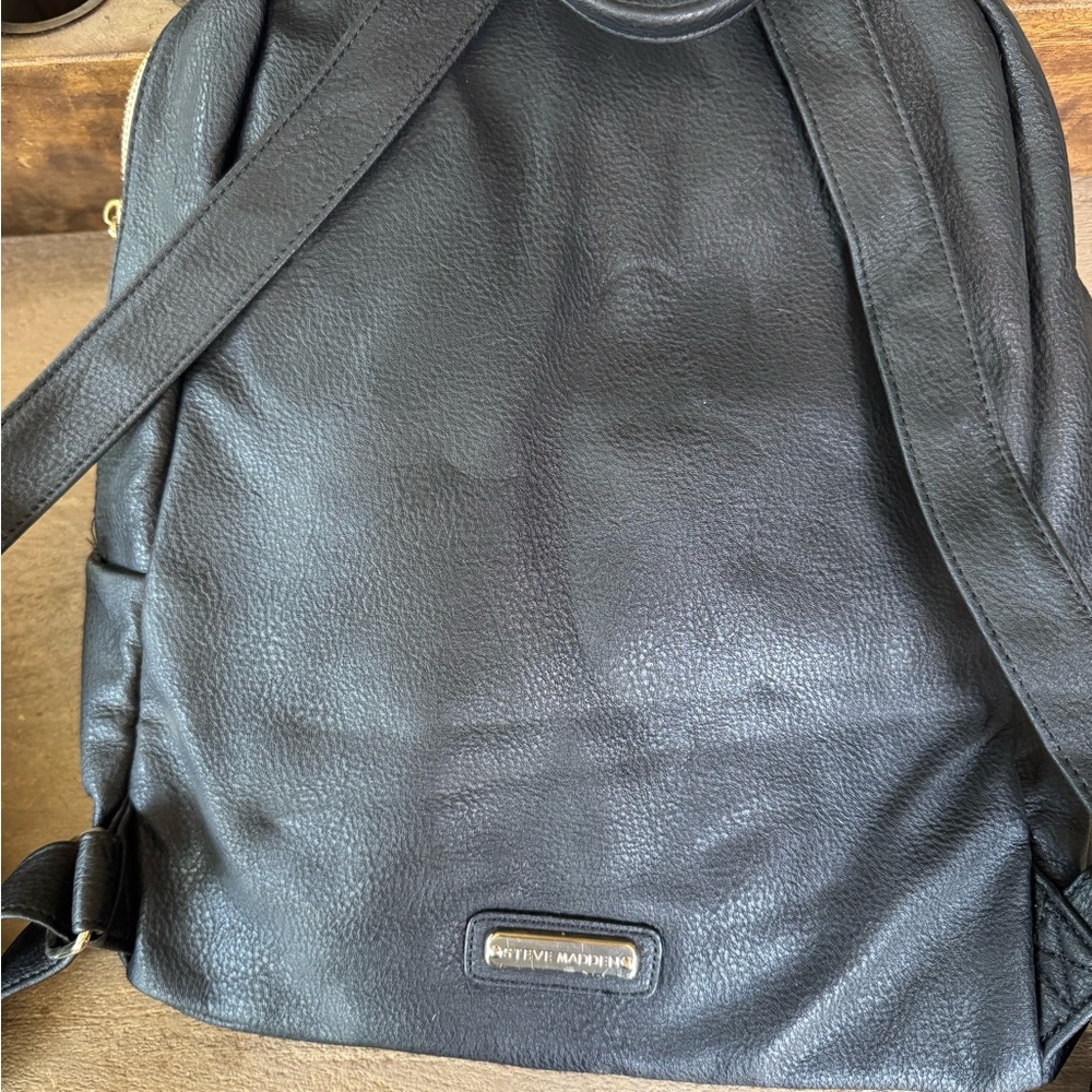 Steve Madden Charcoal Leather Backpack